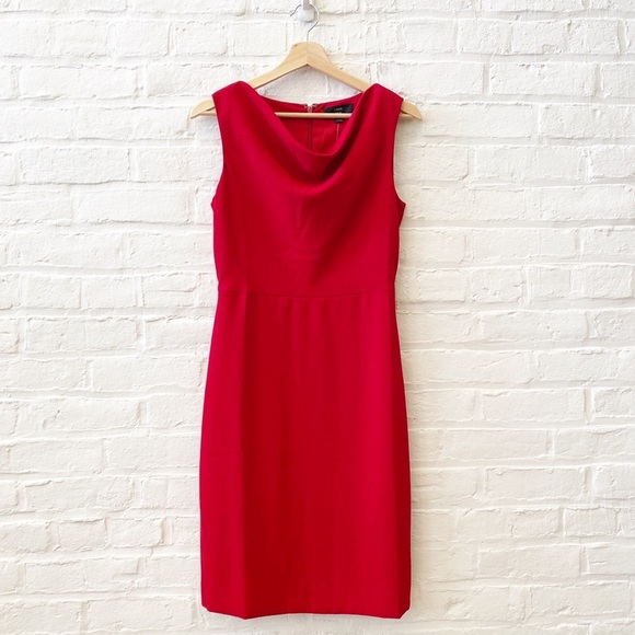 J.Crew || Cowl Neck Sheath Dress 365 Crepe Cowlneck Wool Pencil Work Red 2 NWT - Picture 1 of 8